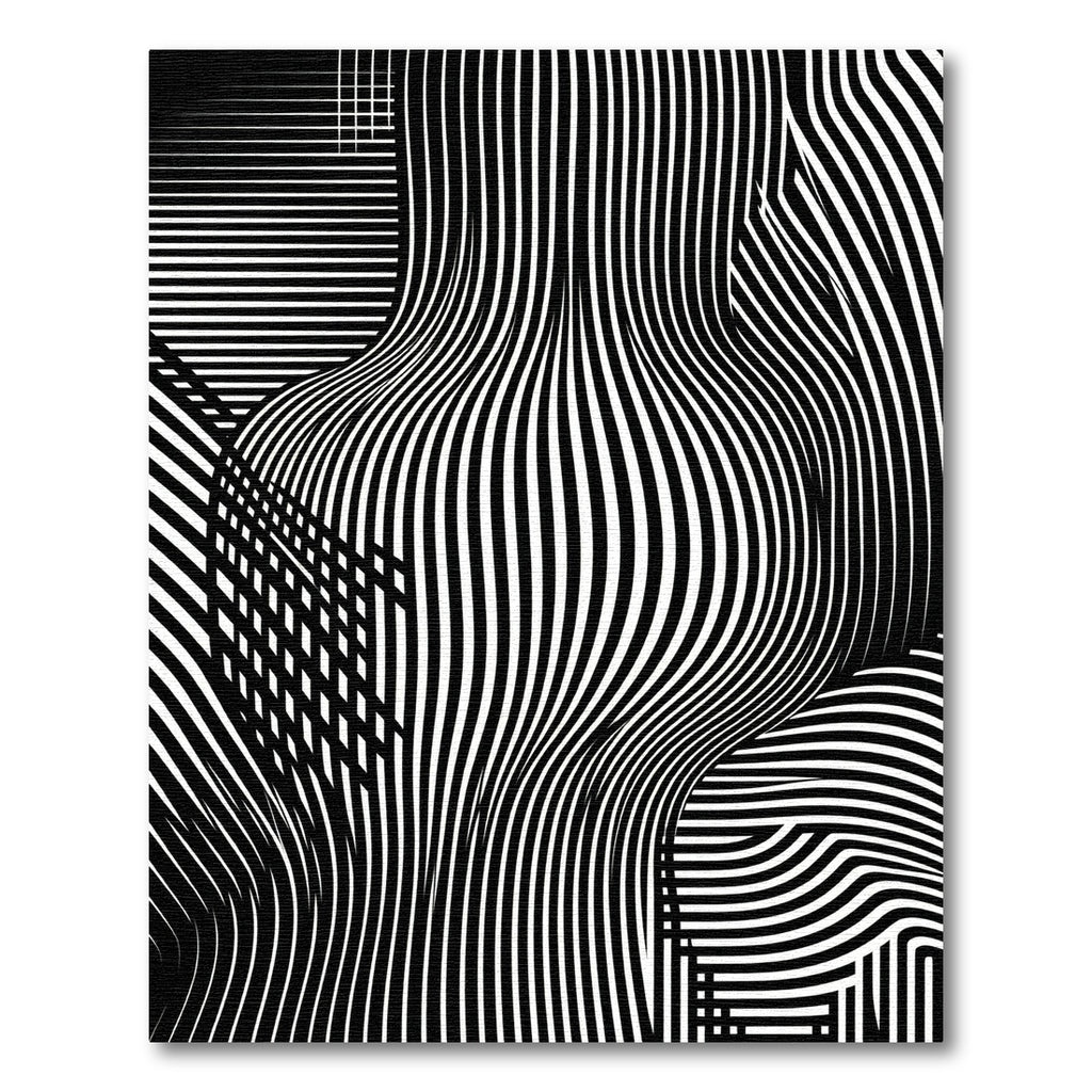 Monochrome Optical Linear Wavy Abstract Rug