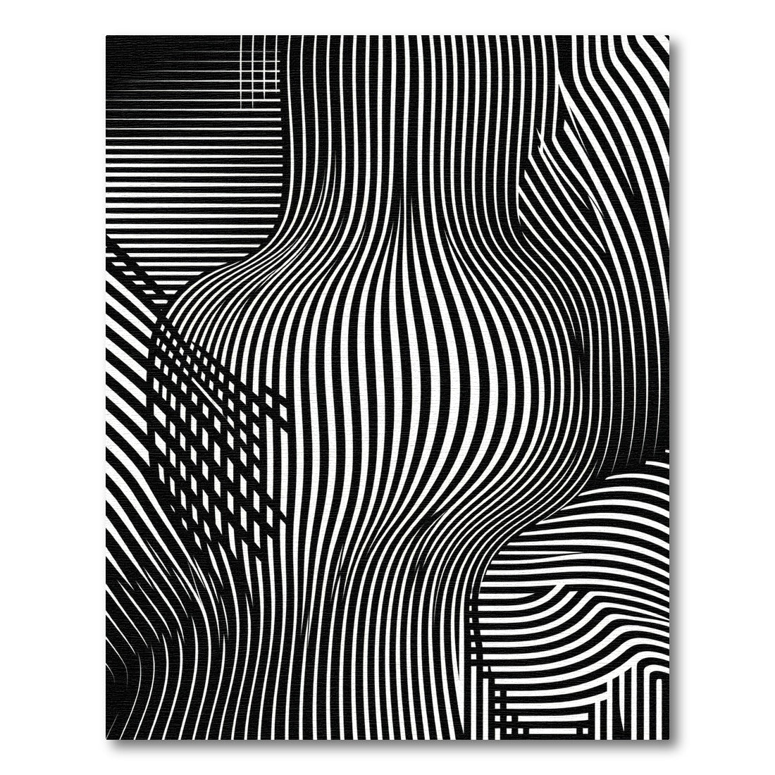 Monochrome Optical Linear Wavy Abstract Rug