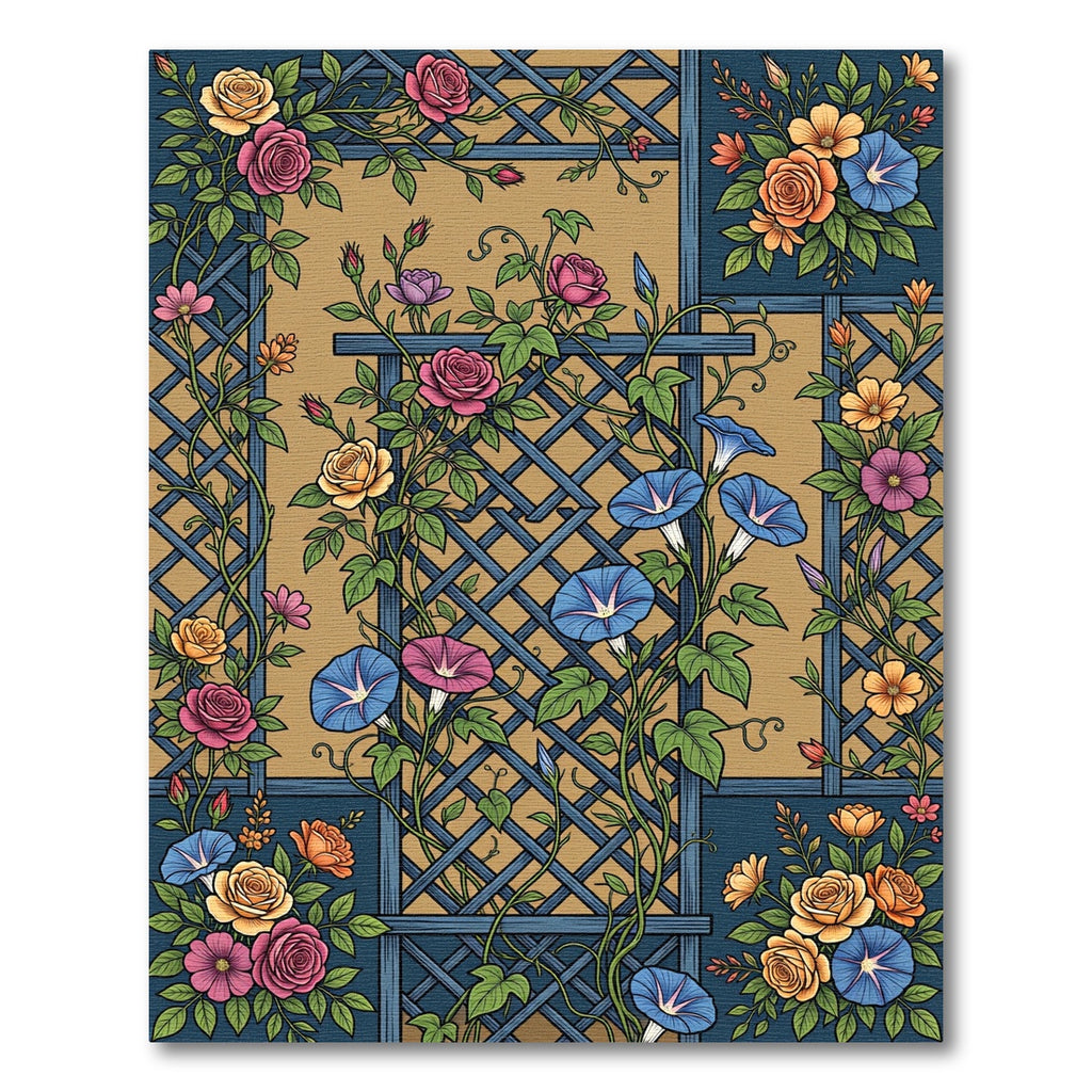 Trellis Climbing Rose and Morning Glory Rug