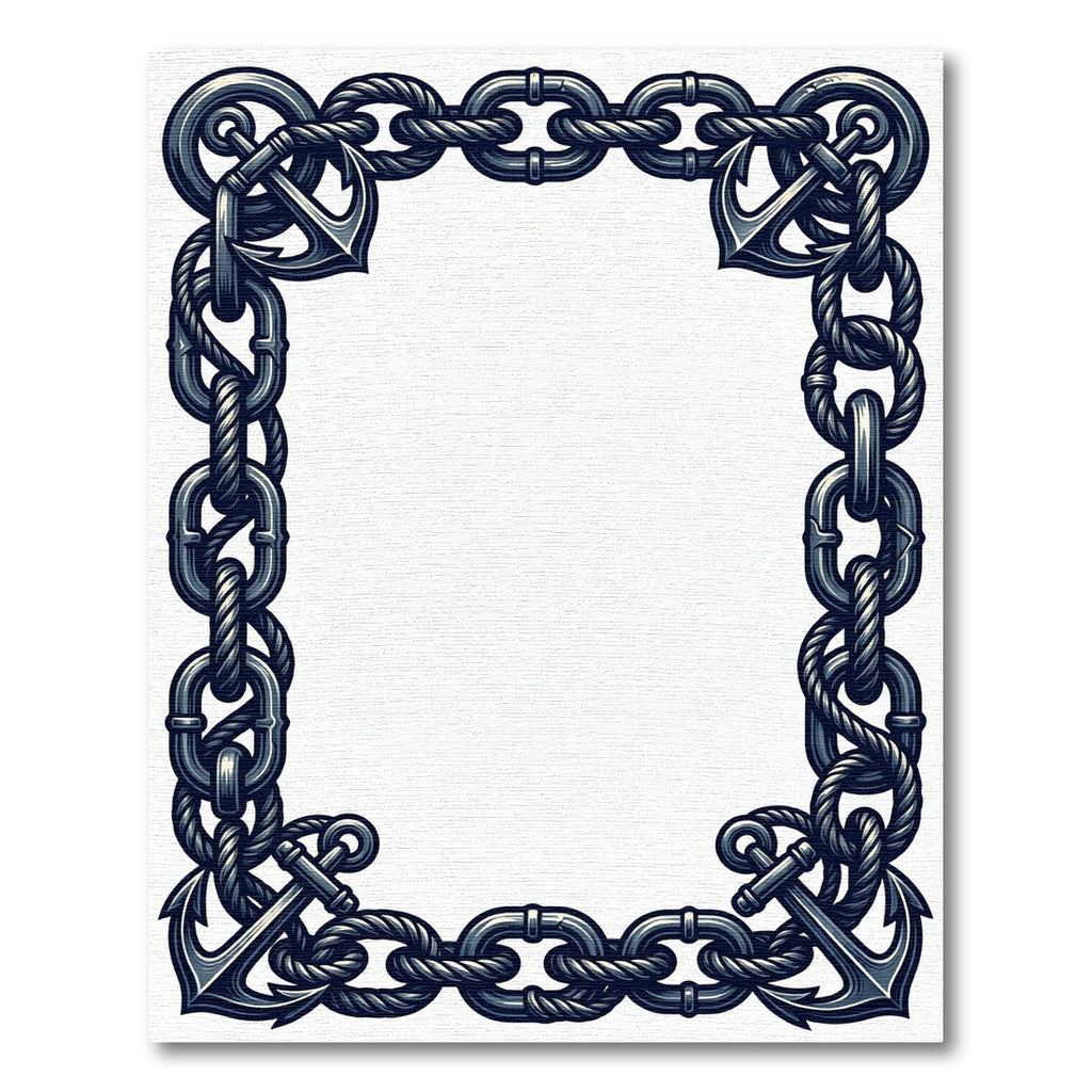 Nautical Anchor Chain Border Rug