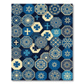 Navy Blue Hexagonal Cultural Medallion Tile Rug