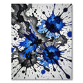 Abstract Splatter Blue Black Ink Explosion Rug