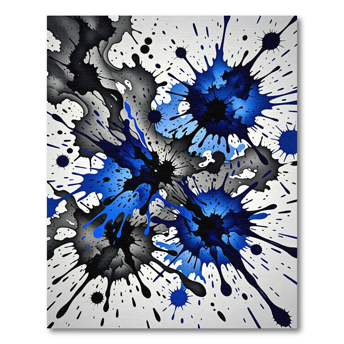 Abstract Splatter Blue Black Ink Explosion Rug