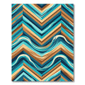Geometric Chevron Teal and Ochre Wave Rug