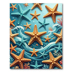 Coastal Starfish Underwater Teal Wave Rug