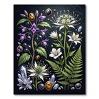 Gothic Floral Crystal Botanical Illustration Rug