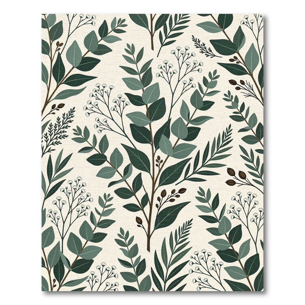 Forest Green Branch Botanical Layout Rug