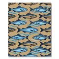 Coastal Blue Fish School Illustration Rug
