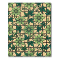 Earthy Green Clematis Trellis Grid Rug