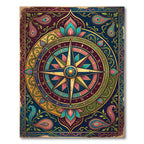 Opulent Jewel Tone Compass Lotus Mandala Rug