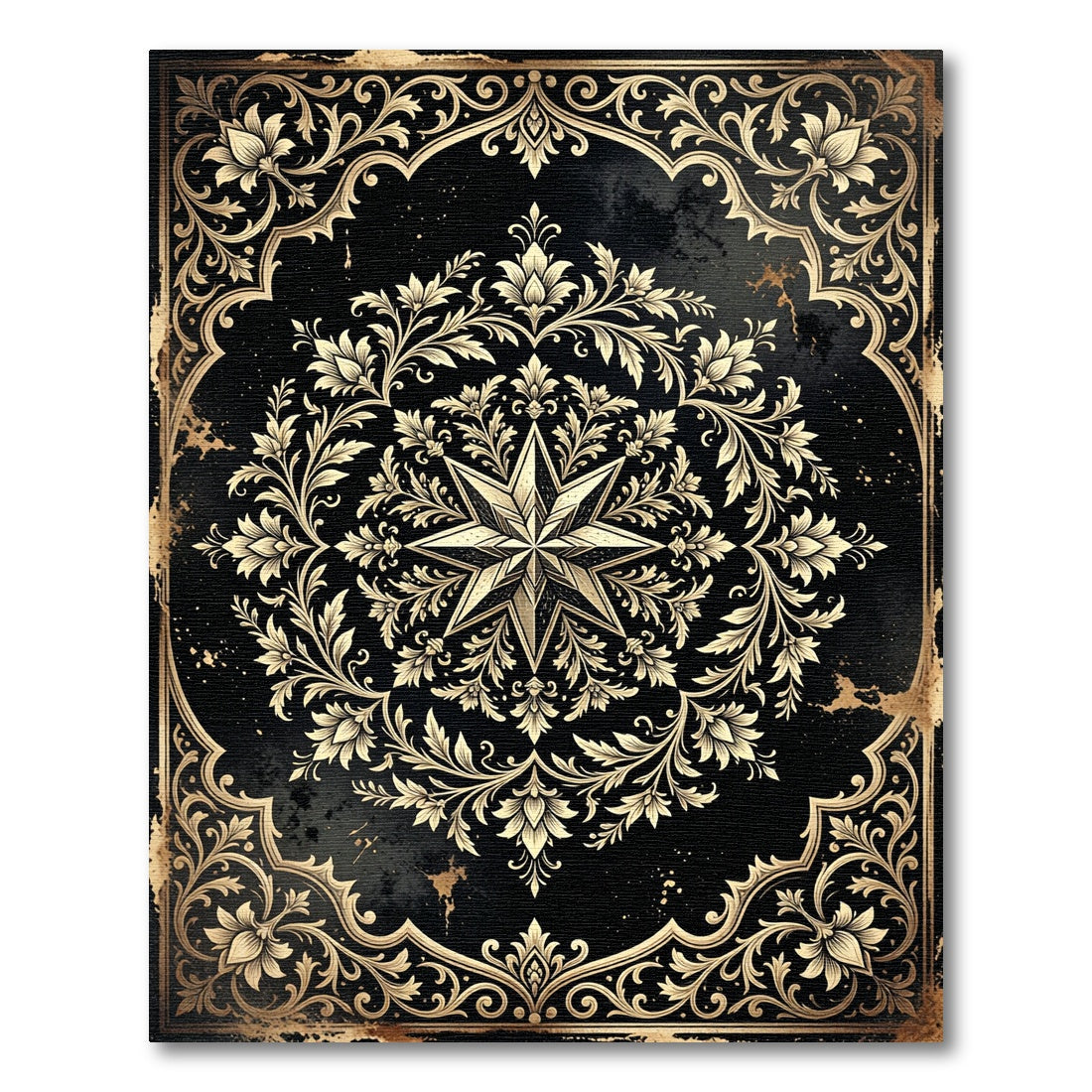 Gilded Celestial Star Floral Medallion Rug