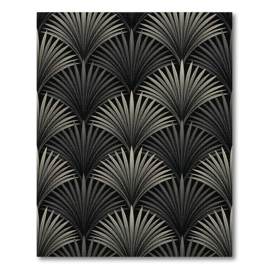 Art Deco Black Palm Fan Rug