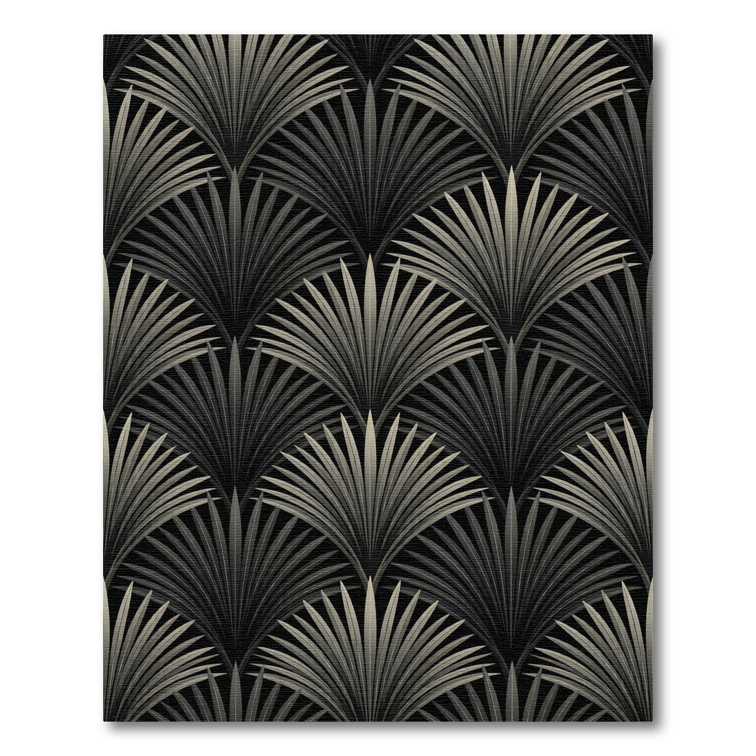 Art Deco Black Palm Fan Rug