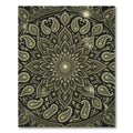 Golden Paisley Floral Mandala Dark Olive Rug