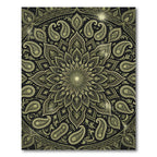 Golden Paisley Floral Mandala Dark Olive Rug