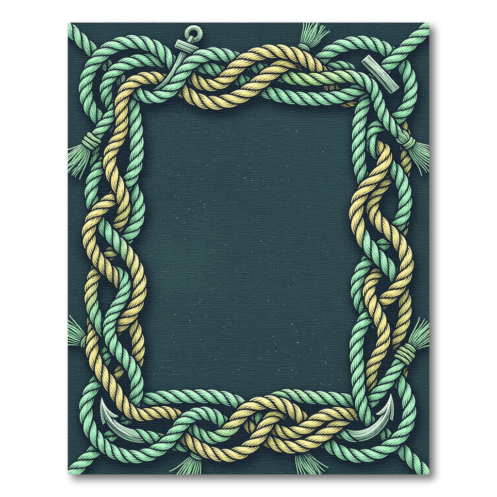 Nautical Rope Border with Anchors Rug