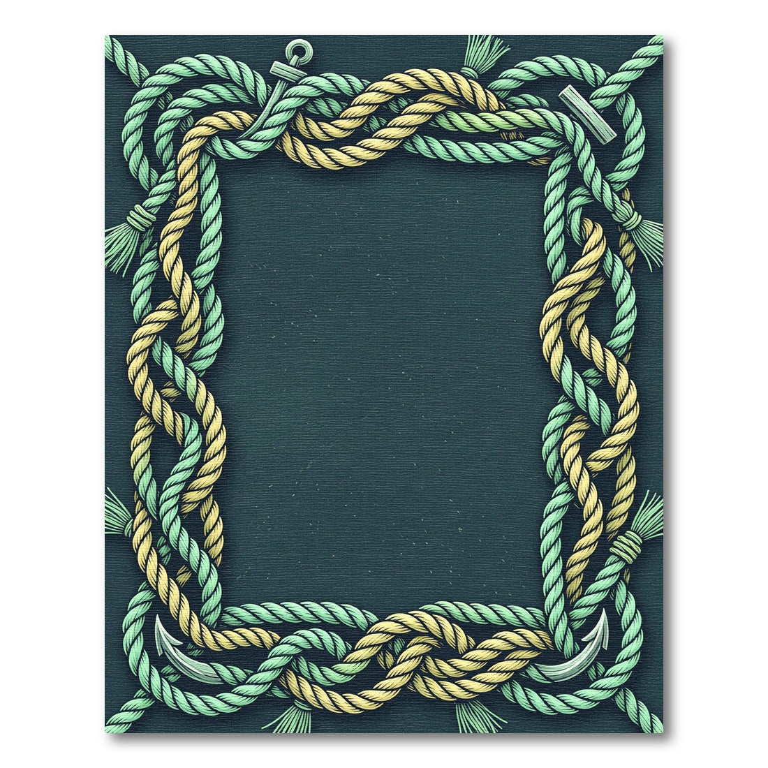 Nautical Rope Border with Anchors Rug