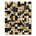 Geometric Minimalist Ochre Black Abstract Grid Rug
