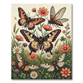 Whimsical Golden Butterfly Meadow Rug