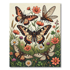 Whimsical Golden Butterfly Meadow Rug