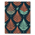Bold Orange and Mint Fern Foliage Rug