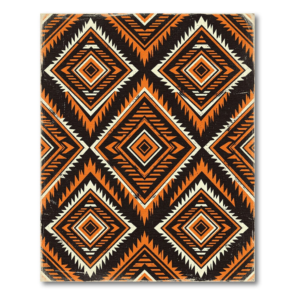 Orange Black Diamond Geometric Kilim Rug