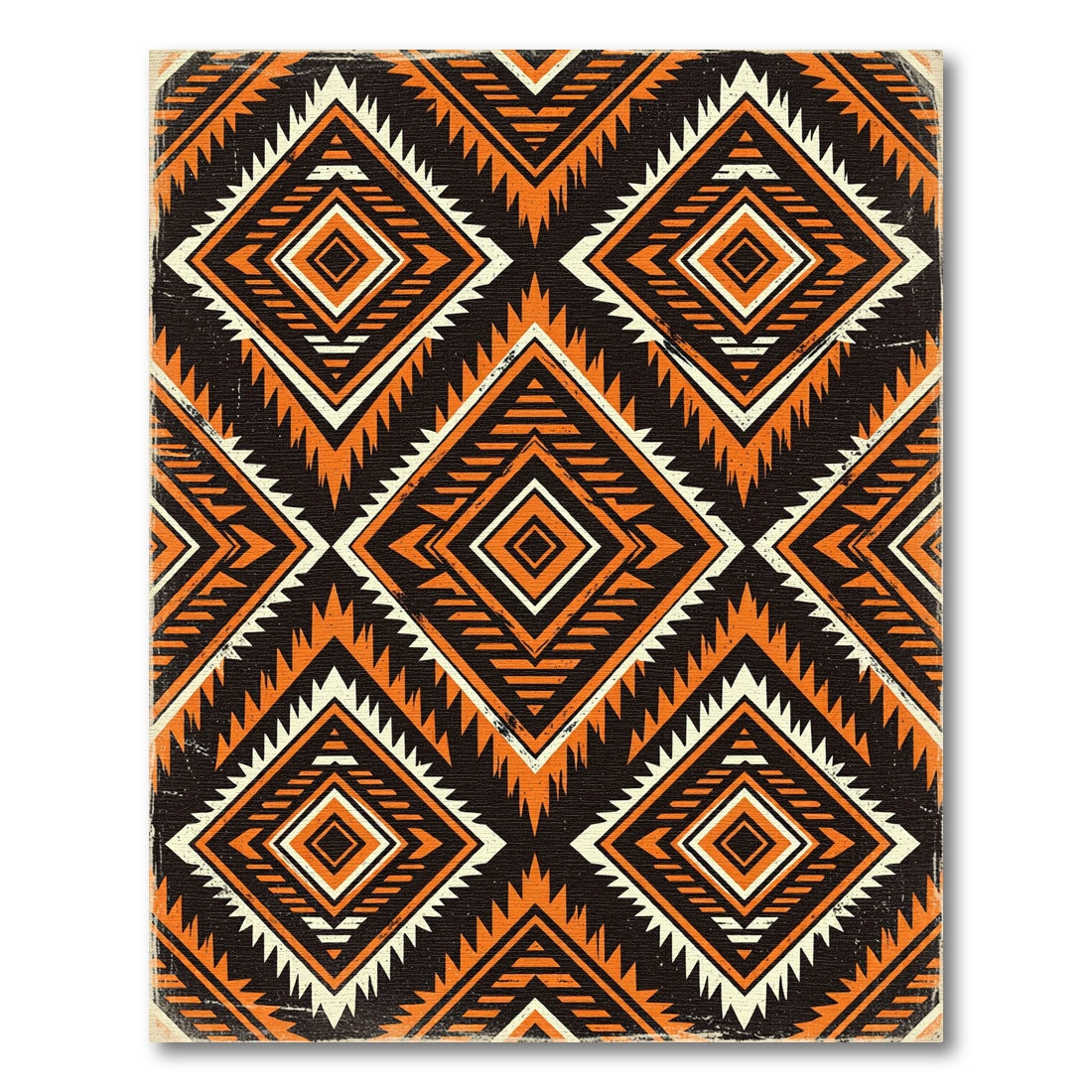 Orange Black Diamond Geometric Kilim Rug