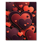 Layered Crimson Heart Abstract Art Rug