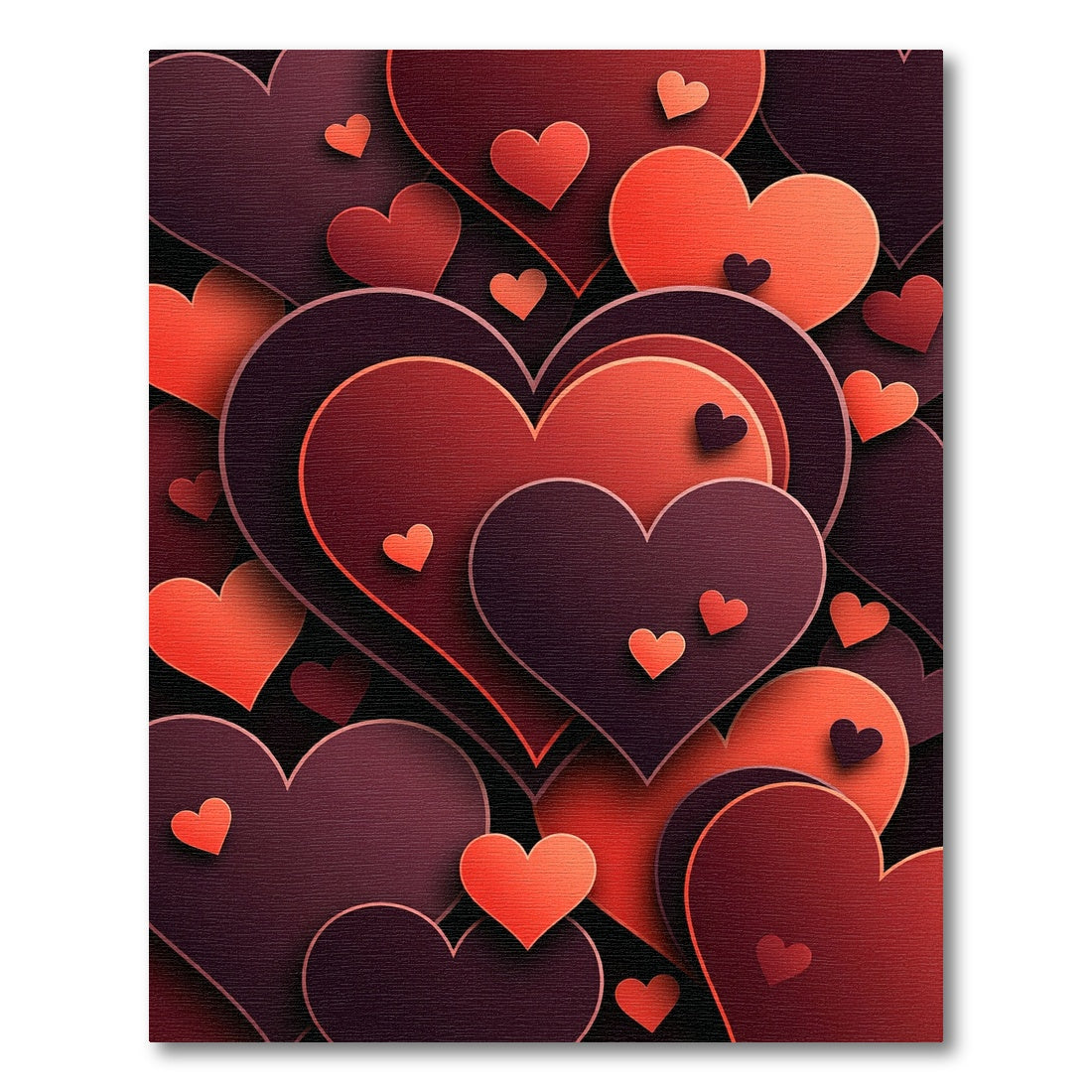 Layered Crimson Heart Abstract Art Rug