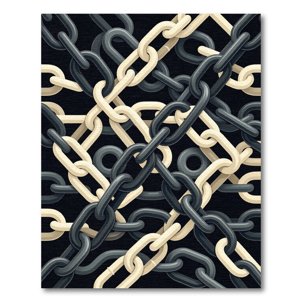 Interlocking Black and Cream Chain Link Rug