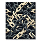 Interlocking Black and Cream Chain Link Rug