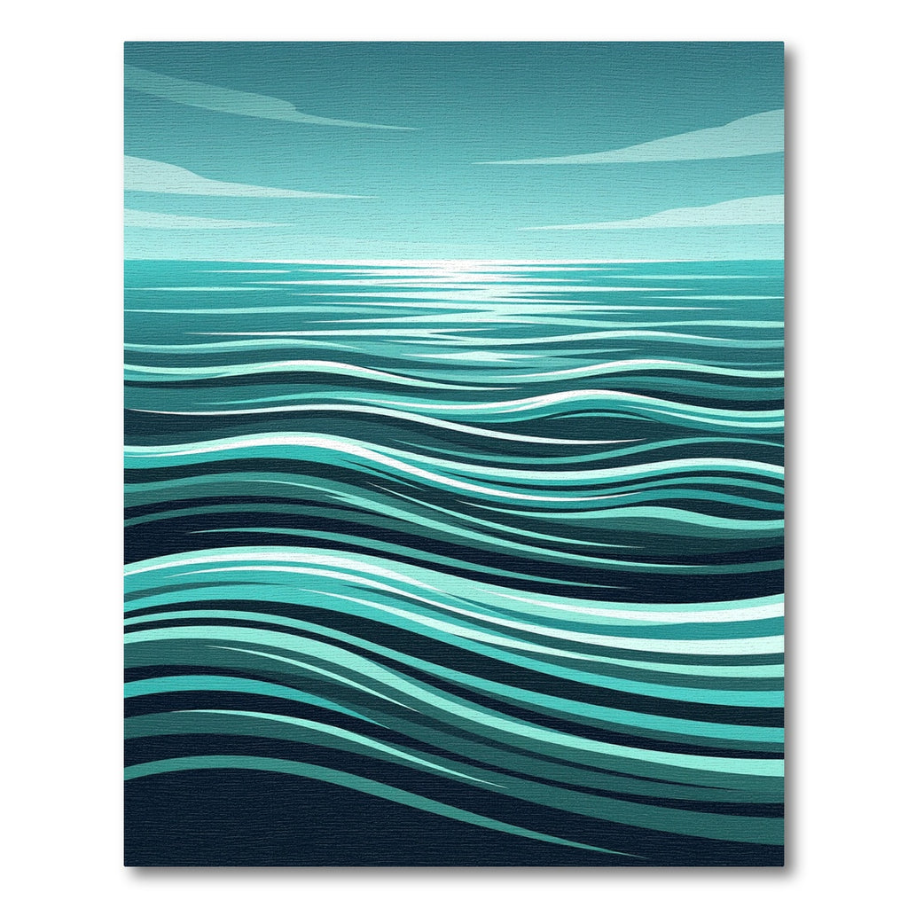 Serene Teal Abstract Ocean Wave Rug
