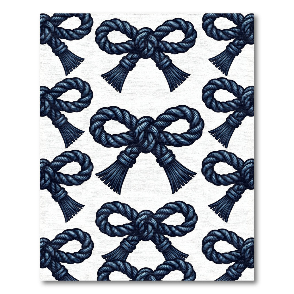 Navy Nautical Rope Knot Bow Rug