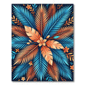 Fiery Blue Orange Tropical Leaves Rug