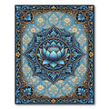 Blue Golden Lotus Mandala Rug