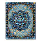 Blue Golden Lotus Mandala Rug