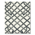 Sophisticated Monochrome Geometric Interlocking Grid Rug