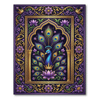 Royal Peacock Purple Lotus Gold Filigree Rug