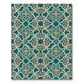 Teal Ornate Lattice Floral Damask Rug