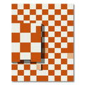 Orange and White Checkerboard Geometric Composition Rug