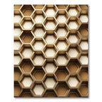 Modern Metallic Gold Geometric Hexagon Rug