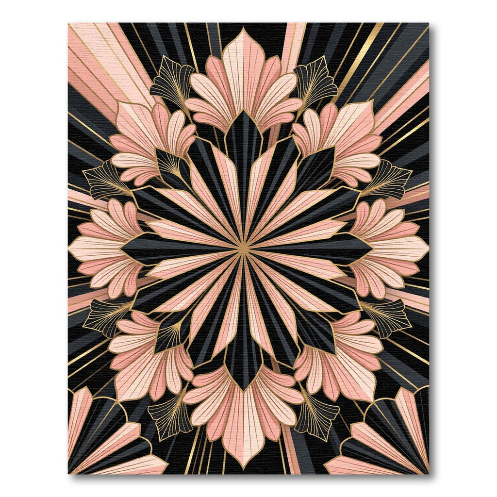 Art Deco Blush Pink Gold Mandala Rug