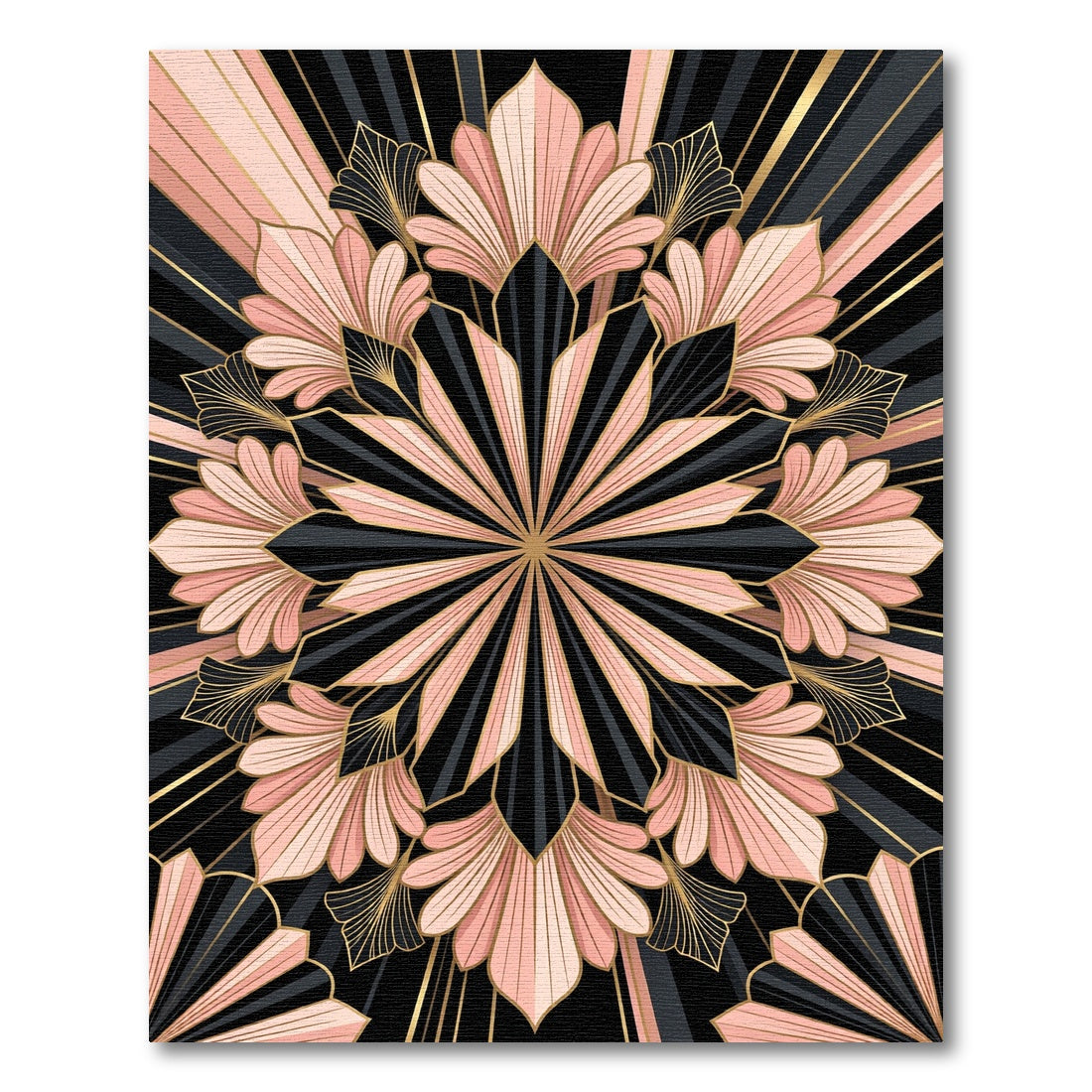 Art Deco Blush Pink Gold Mandala Rug