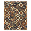 Earthy Floral Medallion Geometric Patchwork Rug