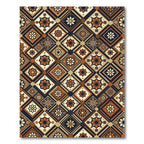 Earthy Floral Medallion Geometric Patchwork Rug