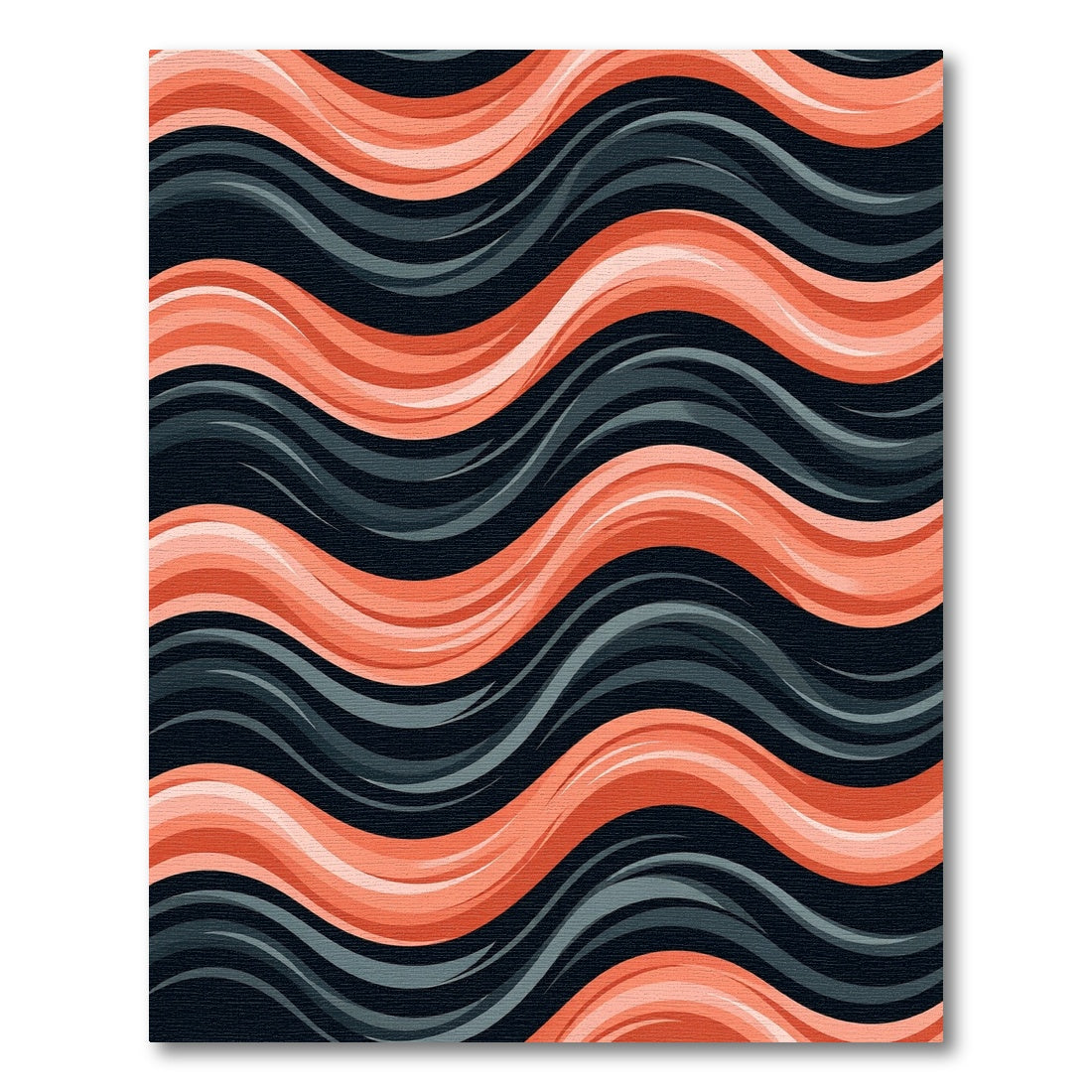 Modern Coral and Charcoal Wavy Stripe Rug