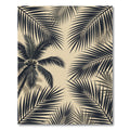 Tropical Black Palm Leaf Illustration Rug