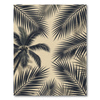 Tropical Black Palm Leaf Illustration Rug