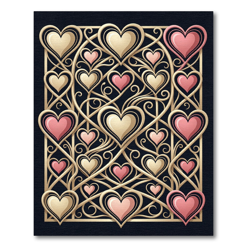 Blush Gold Intertwined Heart Lattice Rug
