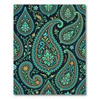 Teal and Golden Ornate Paisley Swirl Rug